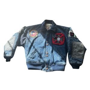 Vintage Urban Equipment 80s/90s Acid Wash Denim Bomber Jacket Kids Medium